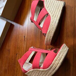 Michael Kors wedge heels, coral, size 8